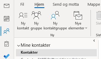 Skjermbilde: kontakter i Outlook