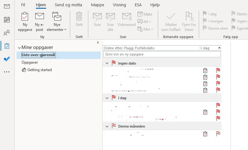 Skjermbilde: Mine oppgaver i Outlook