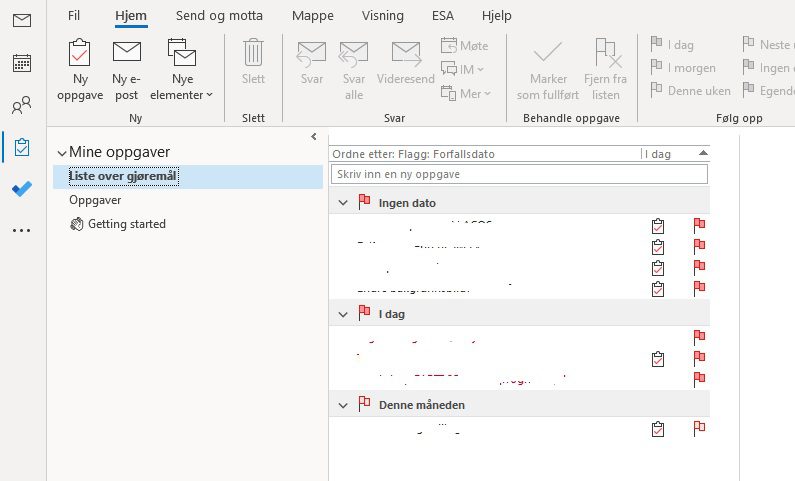 Skjermbilde: Mine oppgaver i Outlook