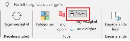Skjermbilde: Innstilling for privat i Outlook