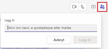 Skjermbilde for å legge til flere personer i en samtale i Teams