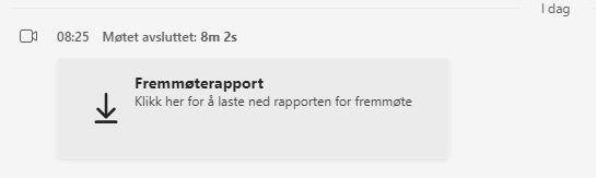 Fremmøte rapport i Teams