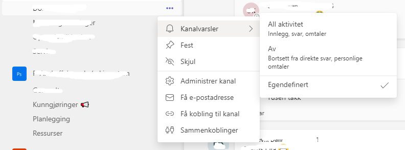 Kanalvarsler i Teams APPen