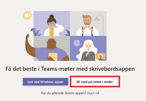 Delta på Teams møte i nettleser