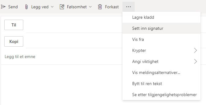 Skjermbilde - Sett inn signatur i e-post