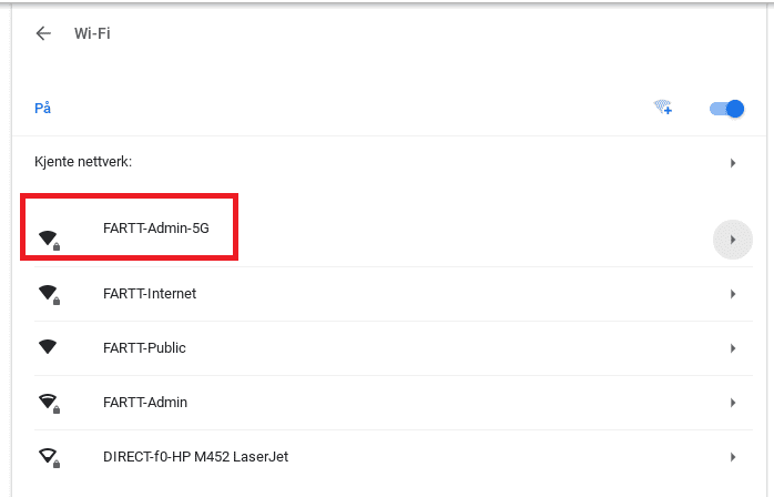 Tilkoblet Wifi på en Chromebook