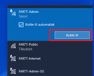 Skjermbilde på trådløst oppsett i Windows - Koble til