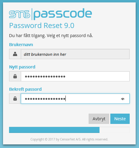 Skjermbilde fra SMS Passcode på innlogging - verifiser passord