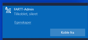 Skjermbilde, tilkoblet trådløst nett i Windows