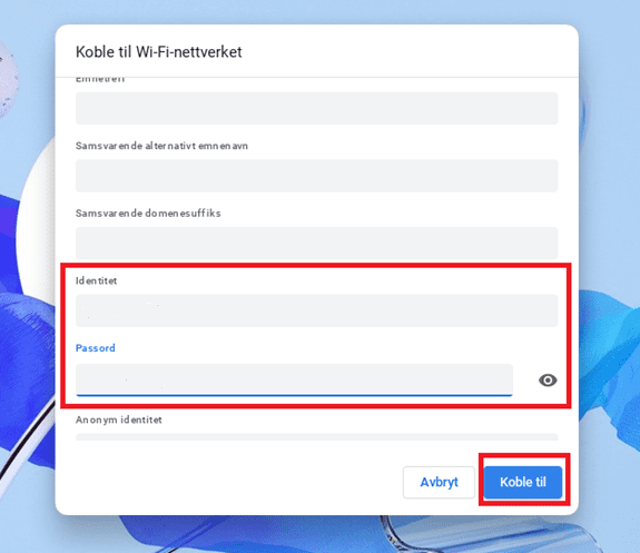 Trådløst nettverk på Chromebook - Autentisering