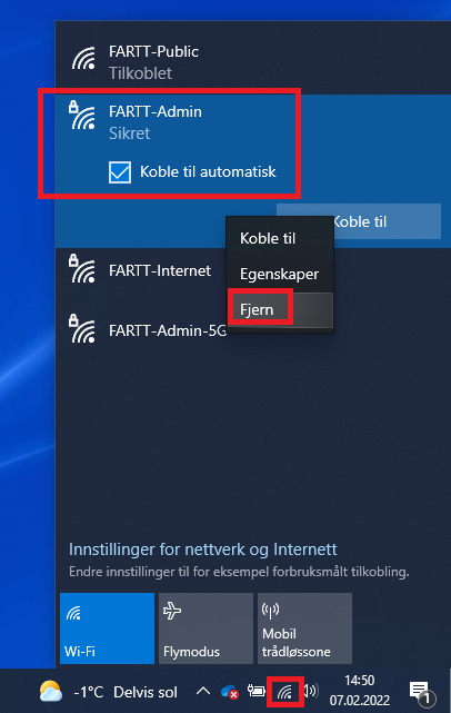 Skjermbilde av nettverksoppsett - velg nettverk på PC (Windows)