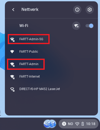 Tilgjengelig Wifi på Chromebook