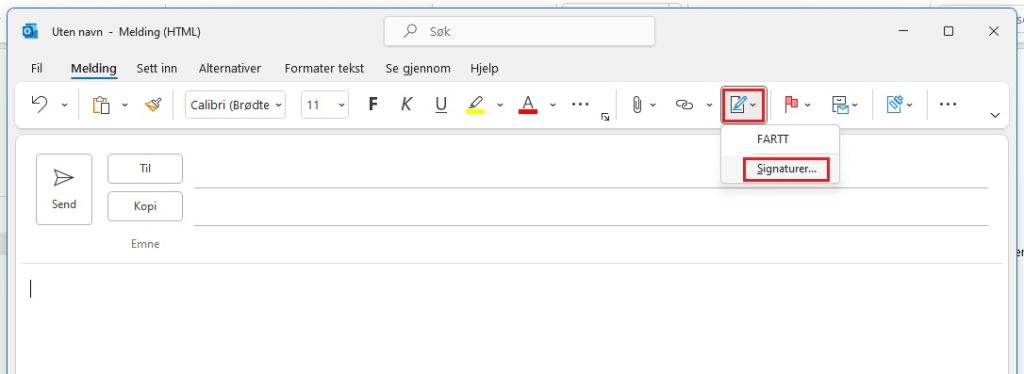 Ny signatur i Outlook