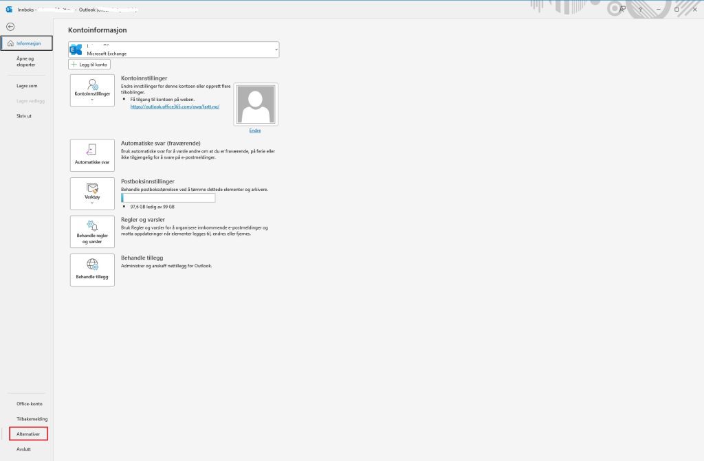 Alternativer i Microsoft Outlook