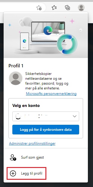 Legg til en profil i Edge