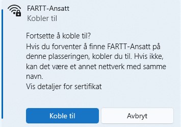 Skjermbilde med bekreft tilkobling av Wifi i Windows 11