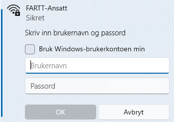 skjermbilde inntasting av brukernavn og passord i trådløst nett i Windows 11