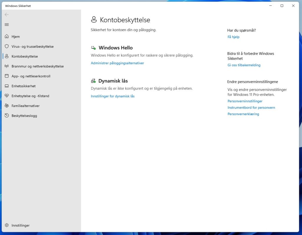 Kontobeskyttelse i Windows 11